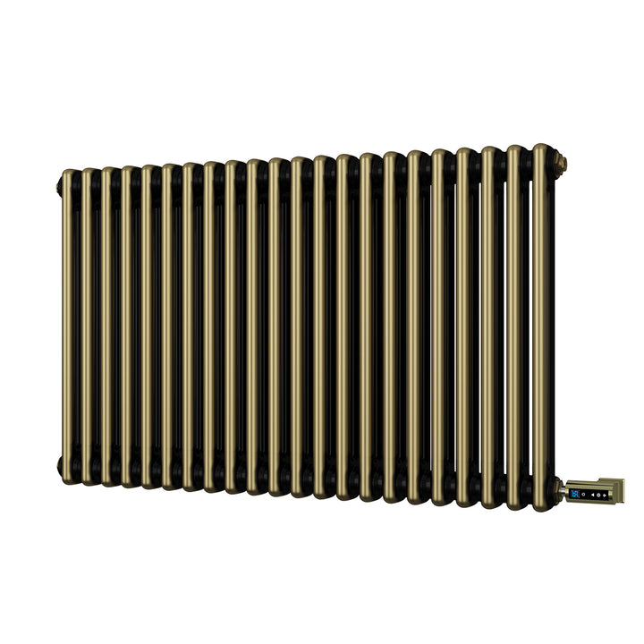 Alpha - Antique Brass Column Electric Radiator H600mm x W988mm 2 Column 900w Thermostatic WIFI