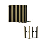 Alpha - Antique Brass Column Electric Radiator H500mm x W599mm 3 Column 600w Thermostatic WIFI - Feet Included