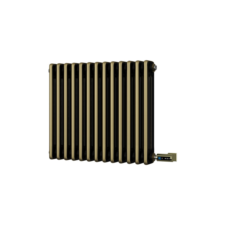 Alpha - Antique Brass Column Electric Radiator H500mm x W599mm 3 Column 600w Thermostatic WIFI