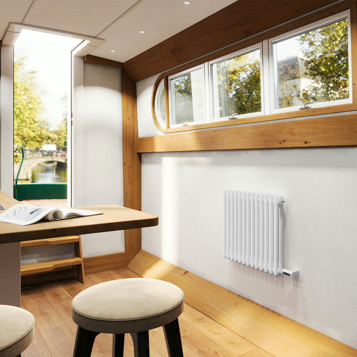 Alpha - White Column Electric Radiator H500mm x W592mm 2 Column 300w Thermostatic WIFI - Feet Included