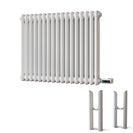 Alpha - White Column Electric Radiator H600mm x W768mm 2 Column 700w Thermostatic WIFI - Feet Included