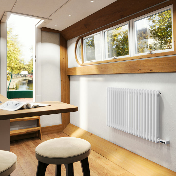 Alpha - White Column Electric Radiator H600mm x W988mm 2 Column 900w Thermostatic WIFI