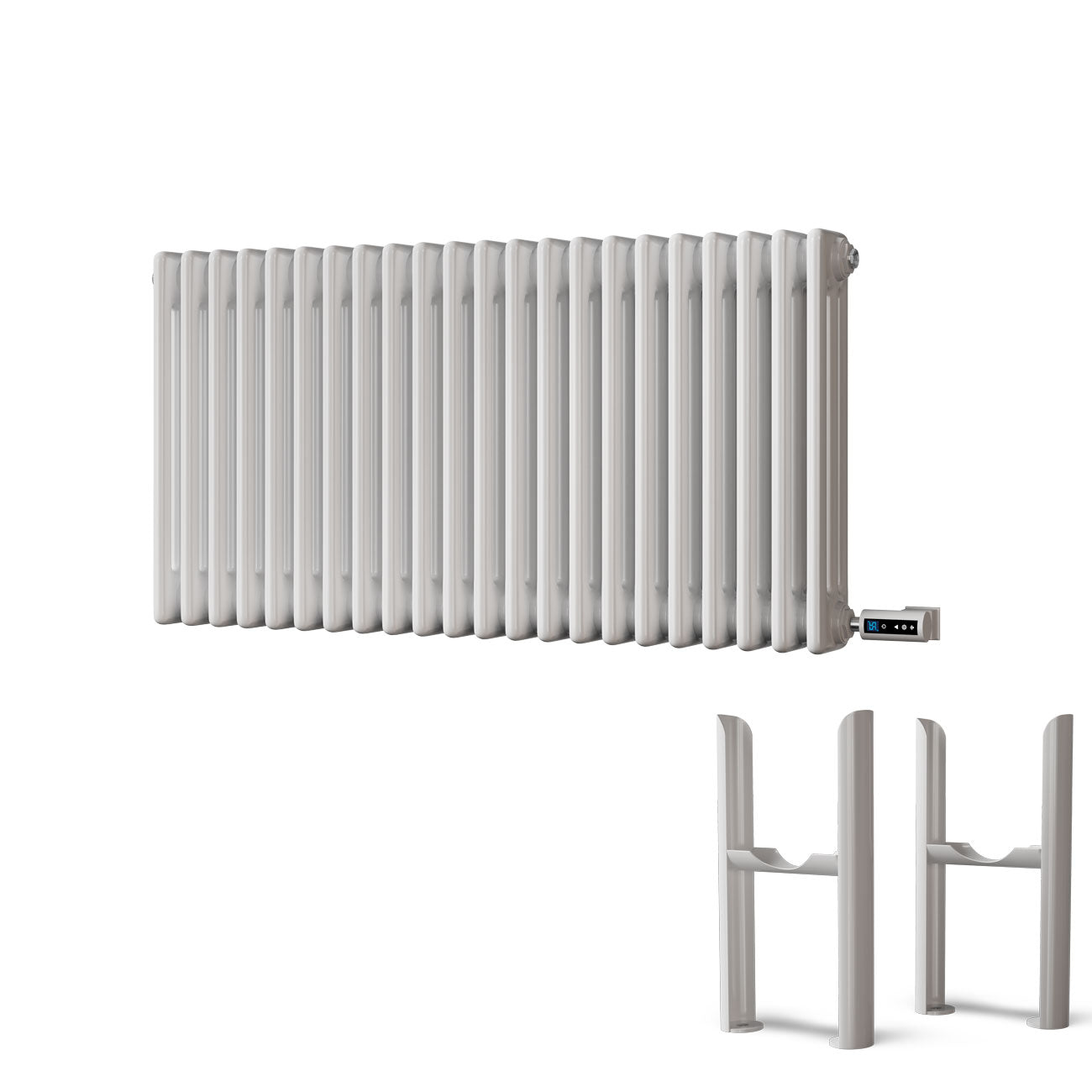 Alpha - White Column Electric Radiator H500mm x W999mm 3 Column 1200w Thermostatic WIFI - Feet Included