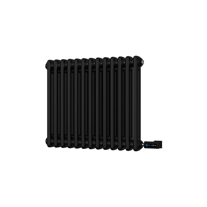 Alpha - Black Column Electric Radiator H500mm x W592mm 2 Column 500w Thermostatic WIFI