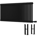 Alpha - Black Column Electric Radiator H600mm x W1164mm 2 Column 1200w Thermostatic WIFI - Feet Included