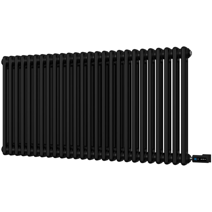 Alpha - Black Column Electric Radiator H600mm x W1164mm 2 Column 1200w Thermostatic WIFI