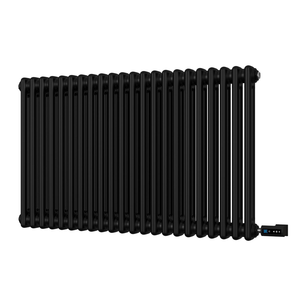 Alpha - Black Column Electric Radiator H600mm x W988mm 2 Column 900w Thermostatic WIFI