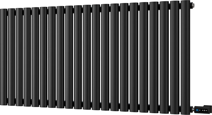 Omeara - Black Horizontal Electric Radiator H600mm x W1218mm Single Panel 900w Thermostatic WIFI