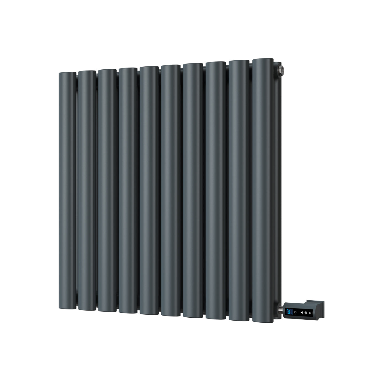 Omeara - Anthracite Horizontal Electric Radiator H600mm x W580mm Double Panel 500w Thermostatic WIFI