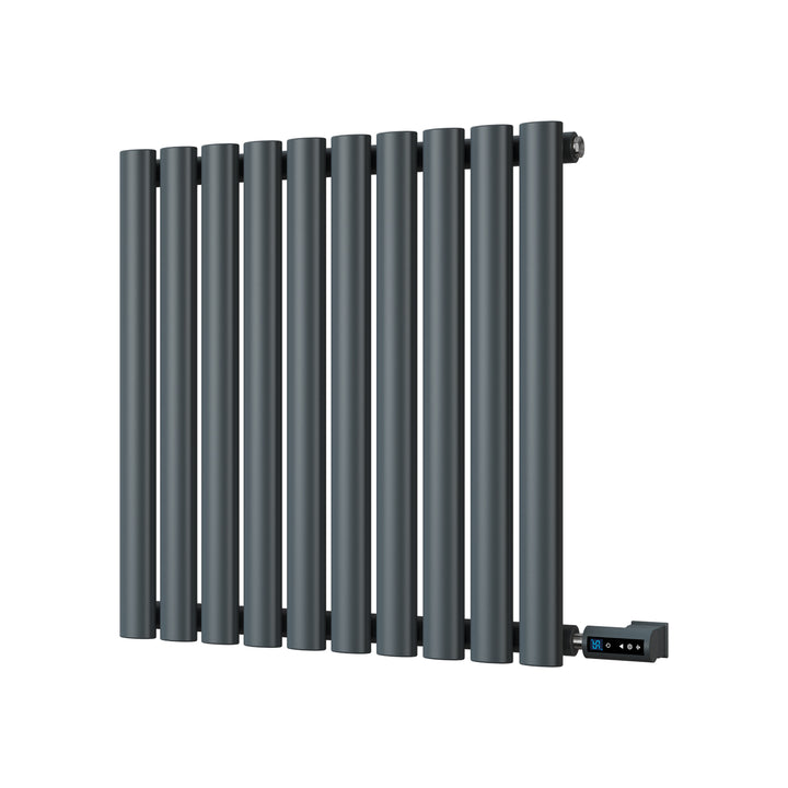 Omeara - Anthracite Horizontal Electric Radiator H600mm x W580mm 300w Single Panel 300w Thermostatic WIFI