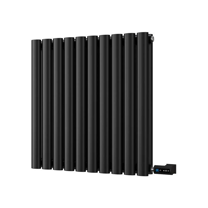 Omeara - Black Horizontal Electric Radiator H600mm x W580mm Double Panel 500w Thermostatic WIFI