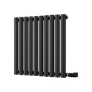 Omeara - Black Horizontal Electric Radiator H600mm x W580mm Single Panel 300w Thermostatic WIFI - Feet Included