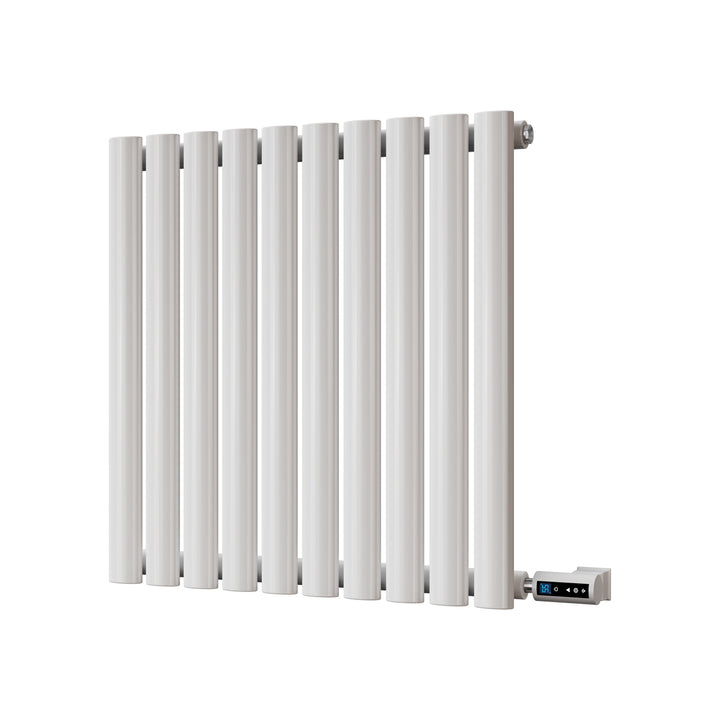 Omeara - White Horizontal Electric Radiator H600mm x W580mm Single Panel 300w Thermostatic WIFI - Feet Included
