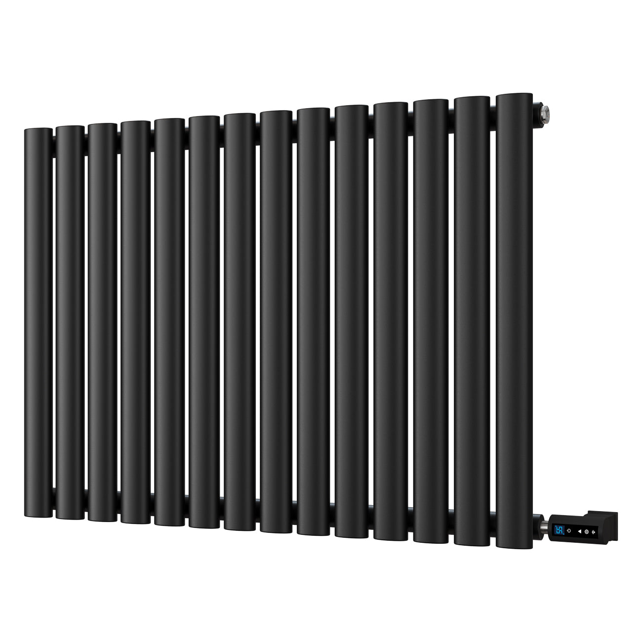Omeara - Black Horizontal Electric Radiator H600mm x W812mm Single Panel 600w Thermostatic WIFI - Feet Included