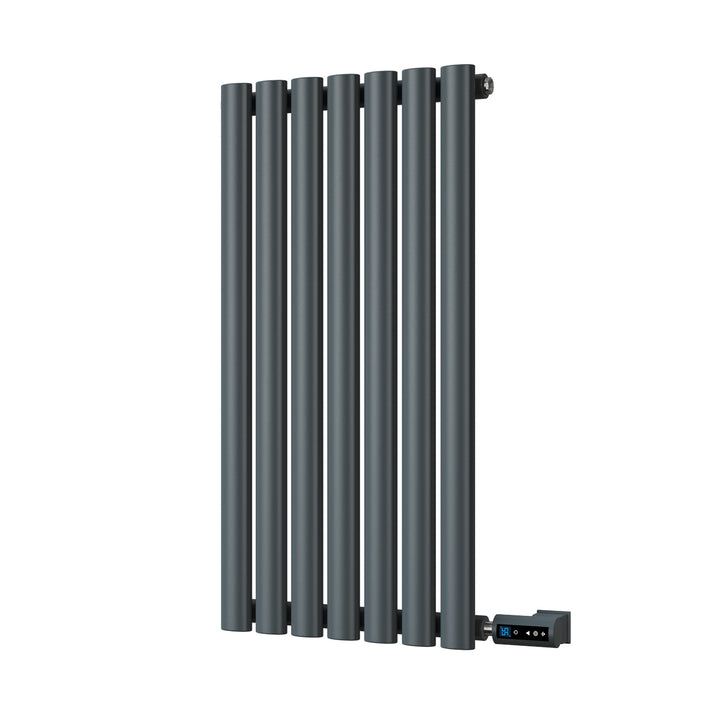 Omeara - Anthracite Horizontal Electric Radiator H800mm x W406mm Single Panel 300w Thermostatic WIFI