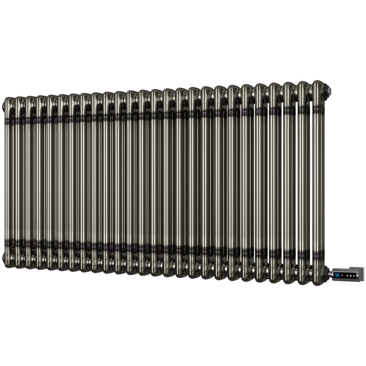 Alpha - Raw Metal Column Electric Radiator H600mm x W1164mm 2 Column 1200w Thermostatic WIFI
