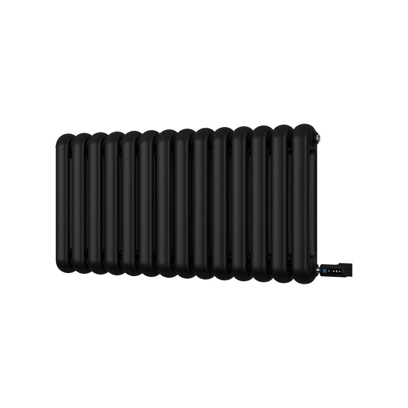 Sherwood - Black Round Top Column Electric Radiator H500mm x W993mm 2 Column 900w Thermostatic WIFI