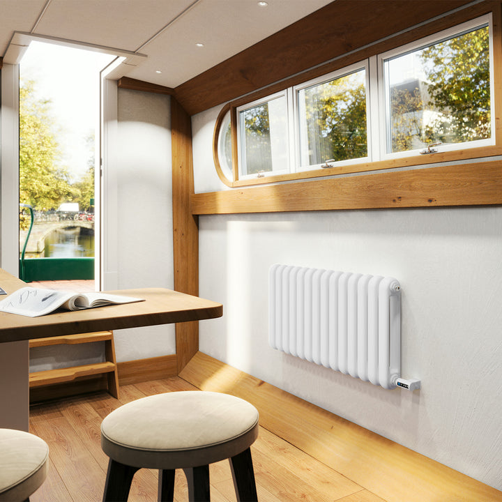 Sherwood - White Round Top Column Electric Radiator H500mm x W993mm 2 Column 900w Thermostatic WIFI