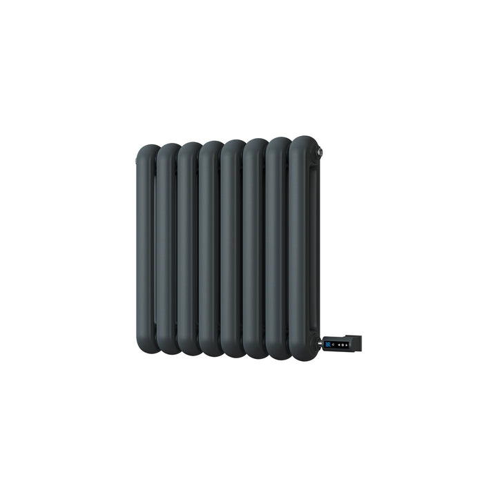 Sherwood - Anthracite Round Top Column Electric Radiator H600mm x W576mm 2 Column 300w Thermostatic WIFI