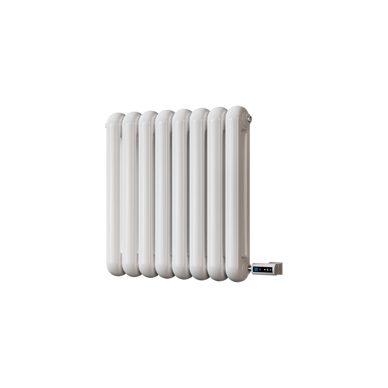 Sherwood - White Round Top Column Electric Radiator H600mm x W576mm 2 Column 300w Thermostatic WIFI