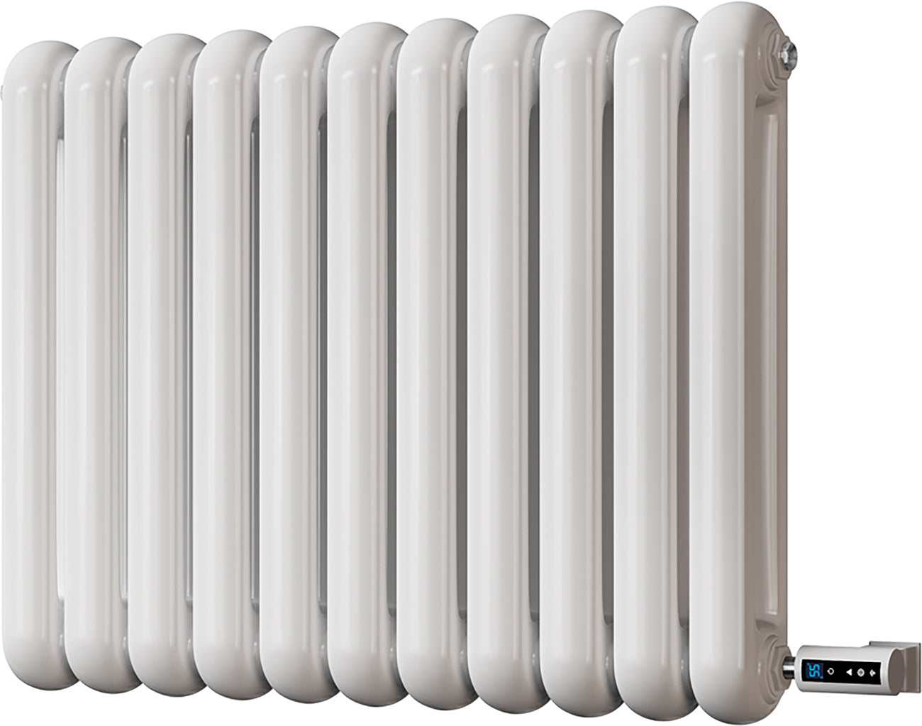 Sherwood - White Round Top Column Electric Radiator H600mm x W785mm 2 Column 600w Thermostatic WIFI