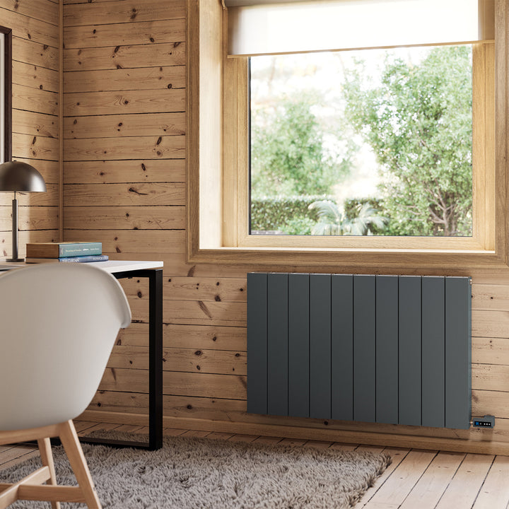 Thetford - Anthracite Horizontal Electric Radiator Double Panel H600mm x W936mm Smooth 900w Thermostatic WIFI