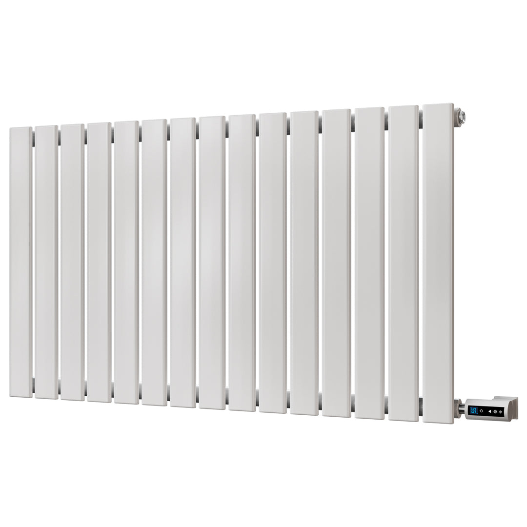 Typhoon gloss white horizontal single-panel electric radiator, 600mm high x 1020mm wide