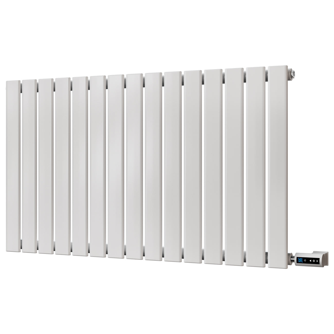 Typhoon gloss white horizontal single-panel electric radiator, 600mm high x 1020mm wide