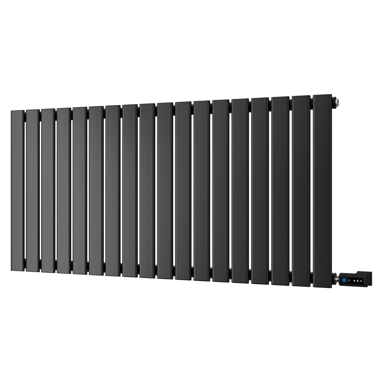 Typhoon - Black Horizontal Electric Radiator H600mm x W1224mm Single Panel 900w Thermostatic WIFI - Feet Included