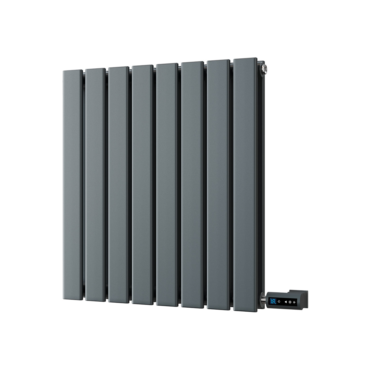 Typhoon - Anthracite Horizontal Electric Radiator H600mm x W544mm Double Panel 500w Thermostatic WIFI