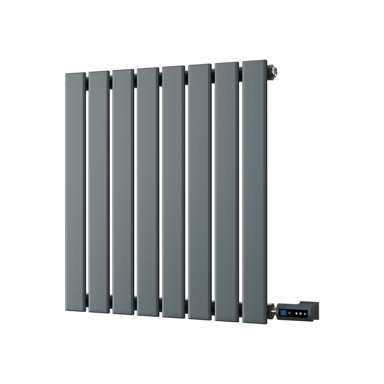 Typhoon - Anthracite Horizontal Electric Radiator H600mm x W544mm Single Panel 300w Thermostatic WIFI - Feet Included