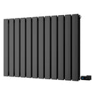 Typhoon - Black Horizontal Electric Radiator H600mm x W816mm Double Panel 800w Thermostatic WIFI