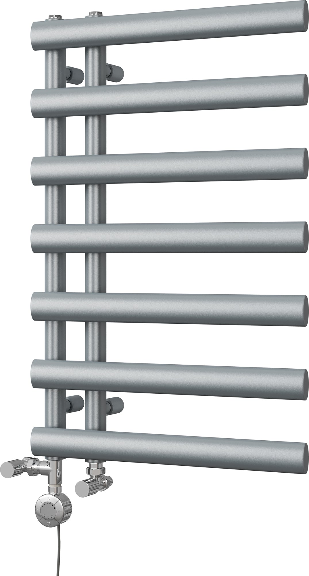 Elyan - Silver Dual Fuel Towel Rail H766mm x W500mm Thermostatic