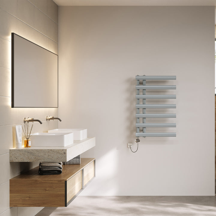 Elyan - Silver Electric Towel Rail H766mm x W500mm 300w Thermostatic
