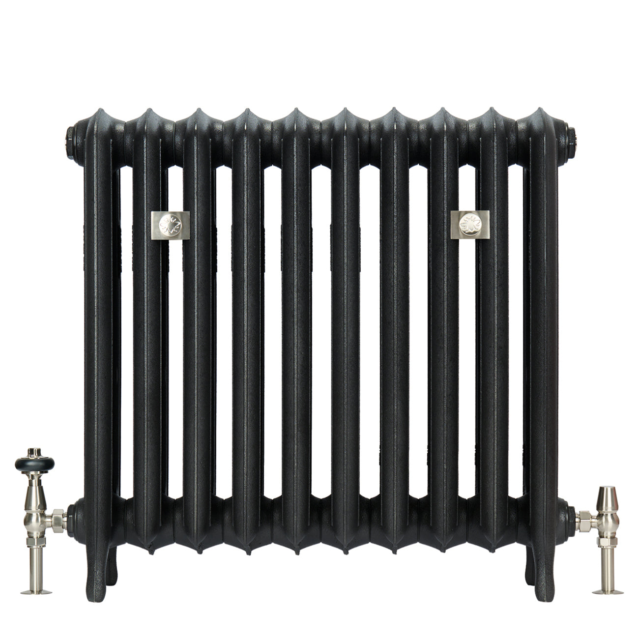 Emmeline III - Astral Grey Dark Cast Iron Column Radiator H670mm x W629mm 3 Column - Floor Standing