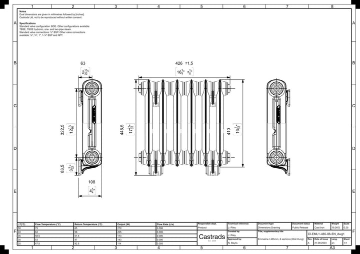 Emmeline I - Ceramic White Cast Iron Column Radiator H407mm x W429mm 1 Column - Wall Hung