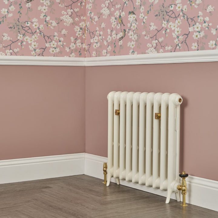 Emmeline III - Chalk White Cast Iron Column Radiator H470mm x W429mm 3 Column - Floor Standing
