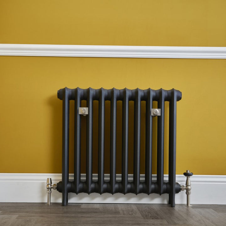 Emmeline II - Matt Black Cast Iron Column Radiator H470mm x W363mm 2 Column - Floor Standing
