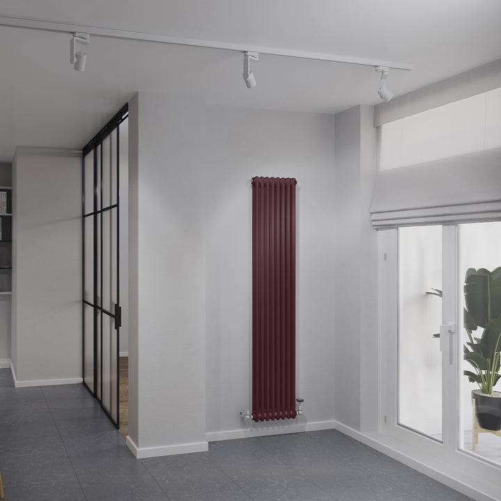 Alpha - Wine Red Vertical Column Radiator H1800mm x W372mm 2 Column