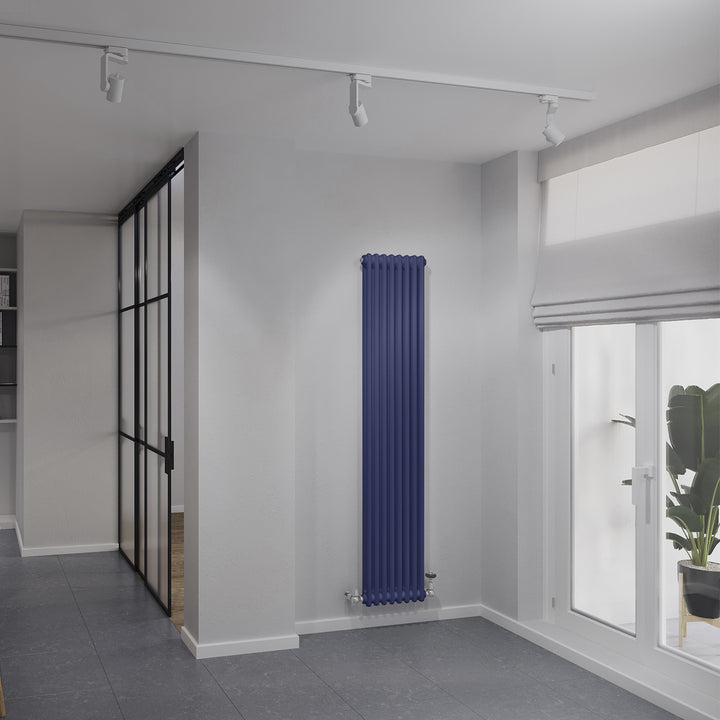 Alpha - Cobalt Blue Vertical Column Radiator H1800mm x W372mm 2 Column
