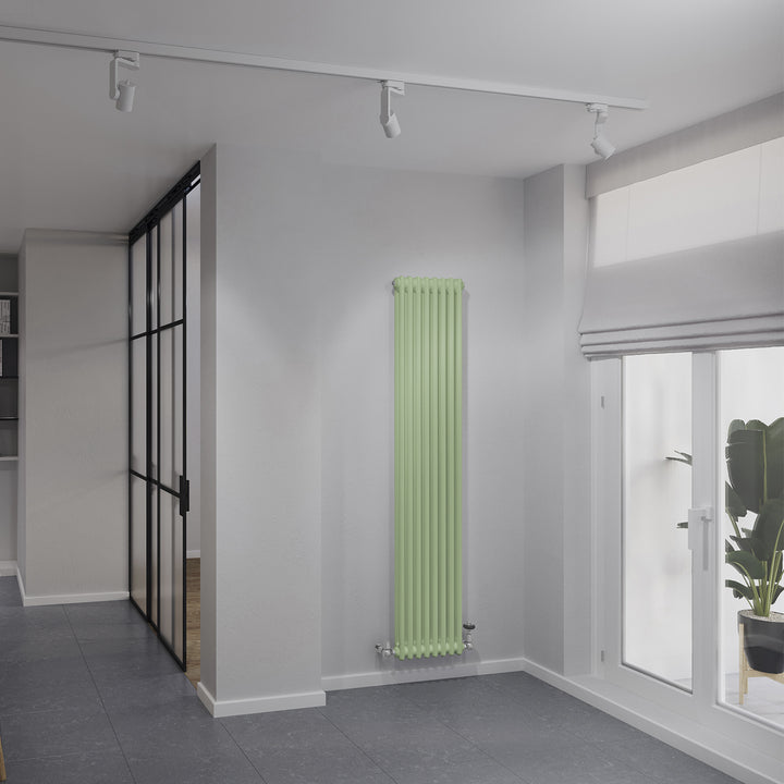 Alpha - Pale Green Vertical Column Radiator H1800mm x W372mm 2 Column
