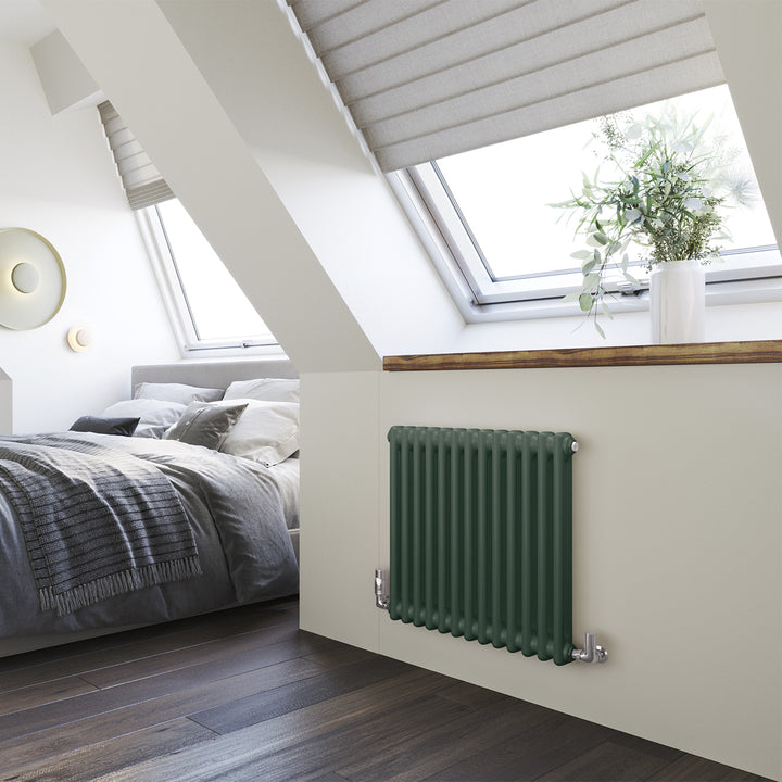Alpha - Moss Green Column Radiator H600mm x W592mm 2 Column
