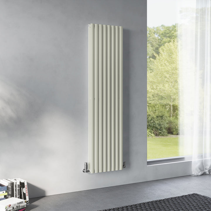 Omeara - Pebble Grey Vertical Radiator H1800mm x W464mm Double Panel