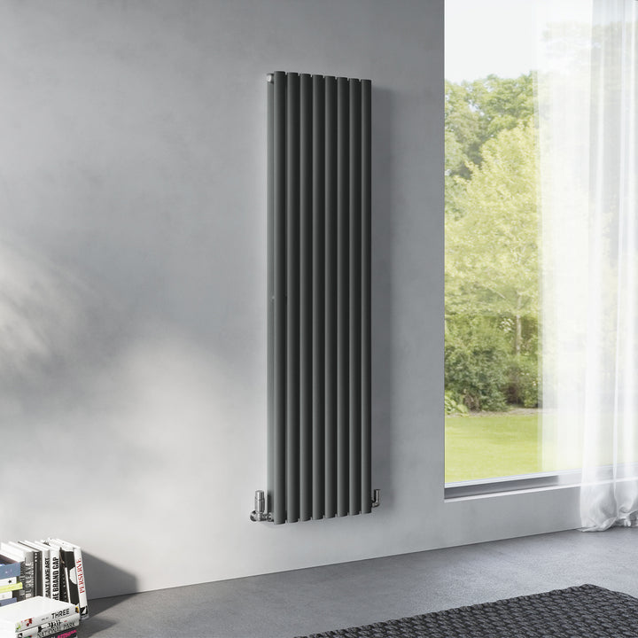 Omeara - Signature Alloy Wheel Black Vertical Radiator H1800mm x W464mm Double Panel