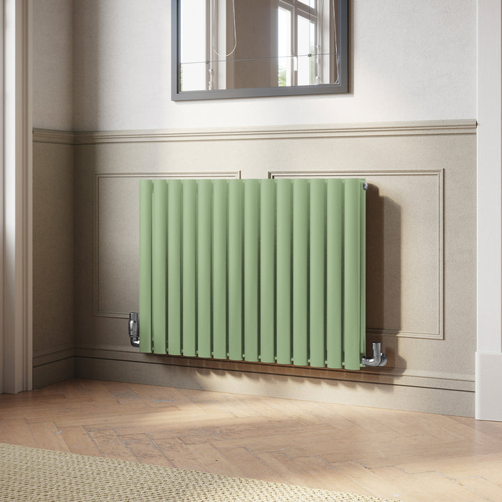 Omeara - Pale Green Horizontal Radiator H600mm x W812mm Double Panel
