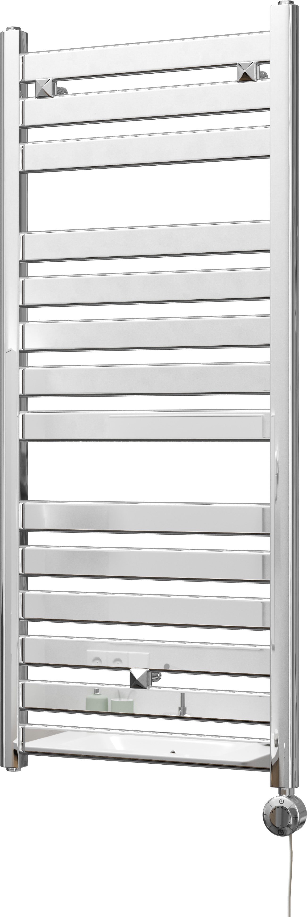 Capri - Chrome Electric Towel Rail H1147mm x W500mm Straight 300w Thermostatic