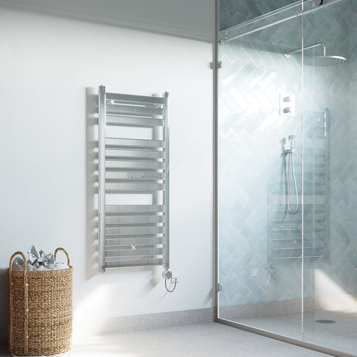 Capri - Chrome Electric Towel Rail H1147mm x W500mm Straight 300w Thermostatic