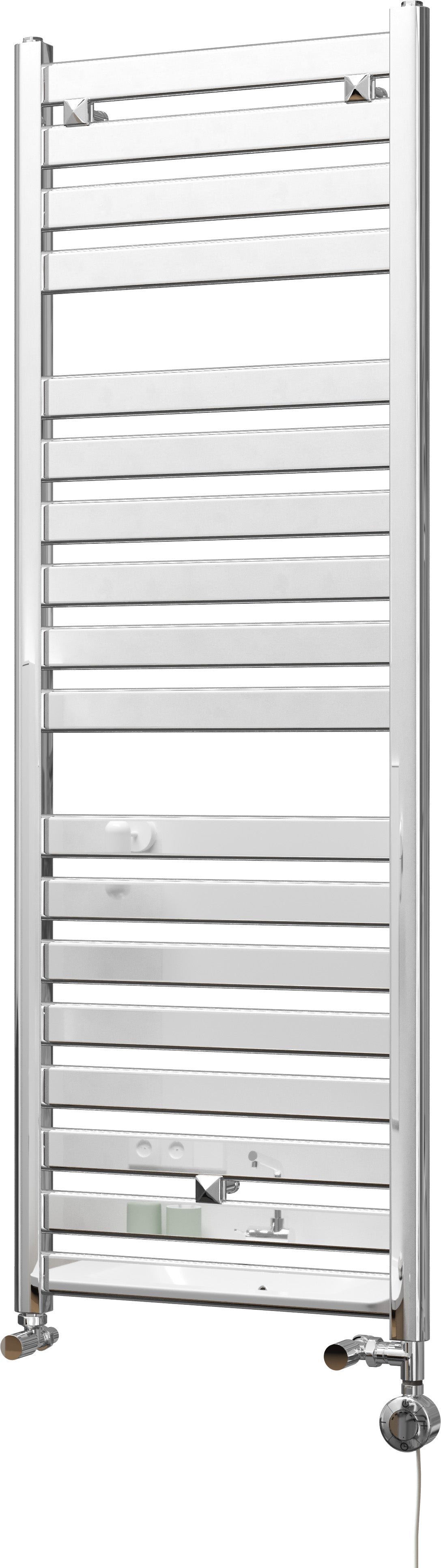 Capri - Chrome Dual Fuel Towel Rail H1420mm x W500mm Thermostatic - Straight