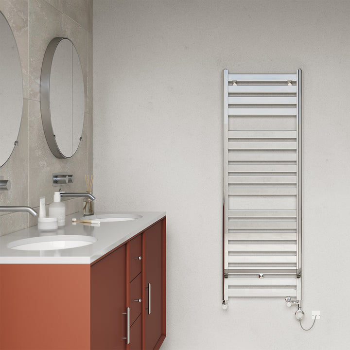 Capri - Chrome Dual Fuel Towel Rail H1420mm x W500mm Thermostatic - Straight