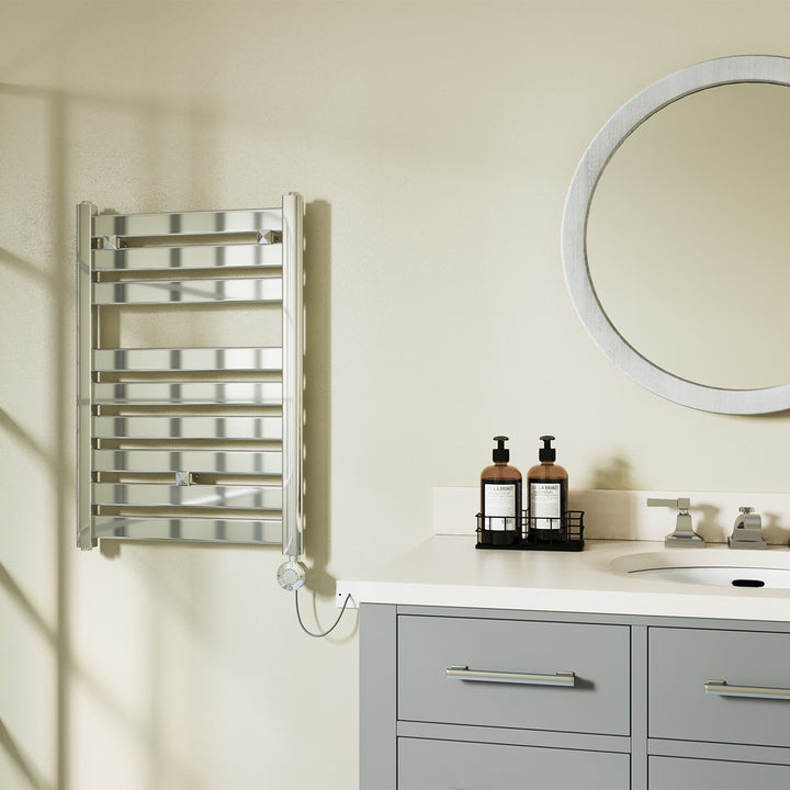 Capri - Chrome Electric Towel Rail H719mm x W500mm Straight 300w Thermostatic